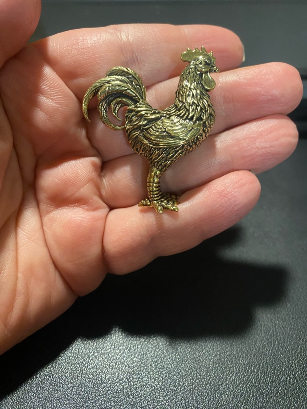 Miniature Brass Decorative Ornate Rooster Figurine